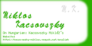 miklos kacsovszky business card